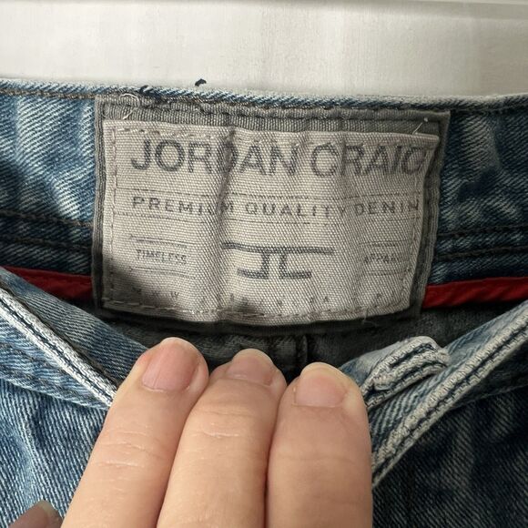 Jordan Craig Jeans Men’s 34 X 34 Light Wash Distressed Raw Hem Denim - Picture 4 of 10